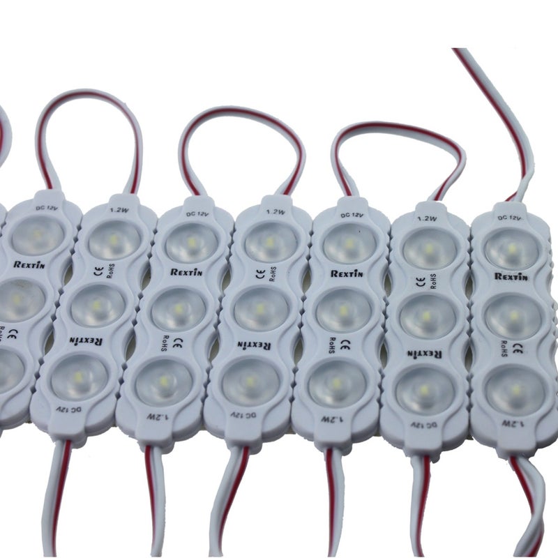 Rextin Super bright 200pcs New Model 2835 3 LED Module 120-150LM Per module Waterproof Decorative Light for Letter Sign Advertising Signs with Tape Adhesive Backside (Green) - Image 5